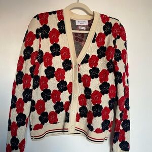 Thom Browne Red and Black Floral Sweater